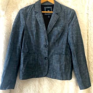 Gap womens blazer jacket blue chambray size 6 EUC